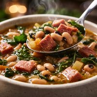 Black Eyed Pea Soup with Ham and Greens