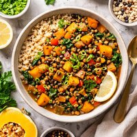 Black Eyed Peas with Winter Squash Brown Rice