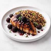 Black Raspberry Glazed Chicken with Wild Rice Stuffing