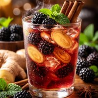Blackberry Iced Tea with Cinnamon and Ginger