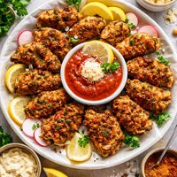 Blackened Fried Oysters with Lemon Cocktail Sauce
