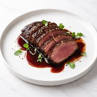 Blackened Venison Steak with Wine and Cane Syrup Sauce