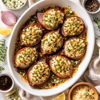 Blue Cheese Crusted Roasted Onions