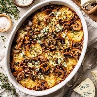 Blue Cheese Mushroom and Onion Potato Gratin