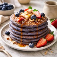 Blue Cornmeal Pancakes Gluten Free and Low Sugar