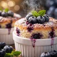 Blueberries and Cream Souffles