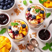 Blueberry and Mango Fruit Sundaes
