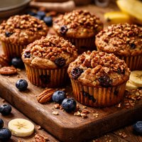 Blueberry Banana Muffins with a Pecan Crunch
