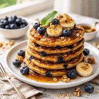 Blueberry Banana Oatmeal Pancakes