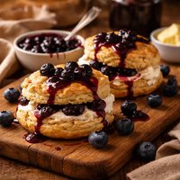 Blueberry Cream Biscuits with Blueberry Sauce