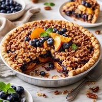 Blueberry Peach Pie with Pecan Crumb Topping