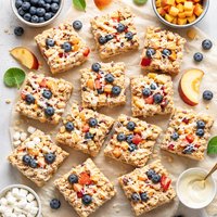 Blueberry Peach Rice Krispies Treats