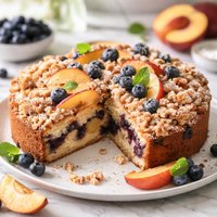 Blueberry Peach Streusel Cake