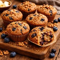 Blueberry Walnut Wheat Germ Muffins