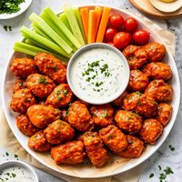 Boneless Buffalo Wings with Ranch Dressing and Vegetables