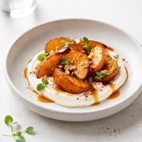 Bourbon Glazed Peaches with Yogurt