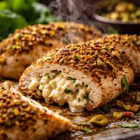 Boursin Stuffed Chicken Breasts with Pistachio Crust