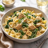 Bow Tie Pasta with Chicken Spinach