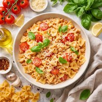 Bow Tie Pasta with Tomato Basil Alfredo Sauce