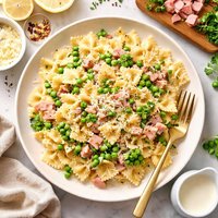 Bow Ties Alfredo with Ham and Peas or Broccoli