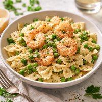 Bow Ties with Peas and Shrimp