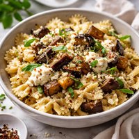 Bow Ties with Roasted Eggplant and Three Cheeses