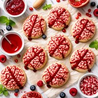 Brain Cookies with Blood Glaze