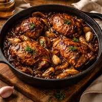 Braised Balsamic Chicken with Garlic and Onions