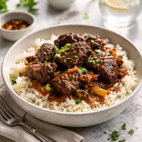 Braised Beef Tip Over Rice