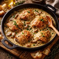 Braised Chicken with Creamy Wine Sauce
