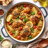 Braised Chicken with Fennel and White Beans