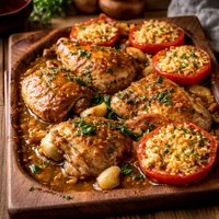 Braised Chicken with Gratin Tomatoes