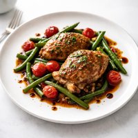 Braised Chicken with Green Beans Tomatoes and Balsamic Vinegar
