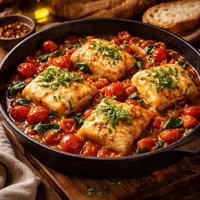 Braised Cod with Plum Tomatoes
