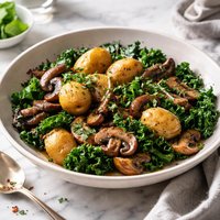 Braised Kale Potatoes and Mushrooms