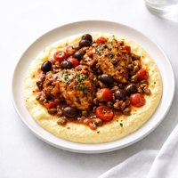 Braised Mediterranean Chicken with Polenta
