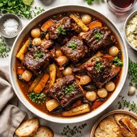 Braised Short Ribs with Parsnips Pearl Onions