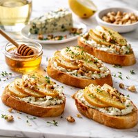 Brandied Blue Cheese with Pear Crostini