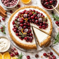 Brandied Cranberry Sour Cream Cheesecake
