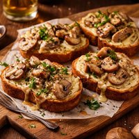 Brandy Creamed Mushrooms on Herby Cheese Toast