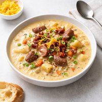 Brats and Beer Cheddar Chowder