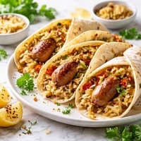 Bratwurst Wraps with Onion Sauerkraut Filling