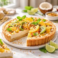 Brazilian Coconut Pie with Tropical Fruit