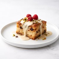 Bread Pudding with White Chocolate Brandy Sauce