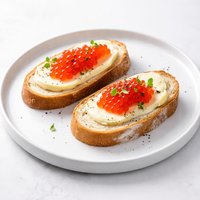 Bread with Butter and Red Caviar