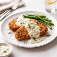 Breaded Pork Chops with Sour Cream Dill Gravy