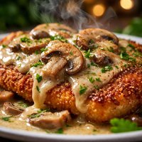 Breaded Pork Scallopine with Mushroom Sauce