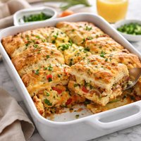 Breakfast Casserole with a Biscuit Crust
