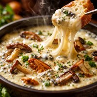 Brie Roquefort and Wild Mushroom Fondue