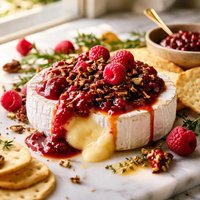 Brie with Raspberry Chipotle Sauce